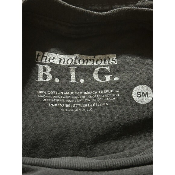 The Notorious B.I.G. Biggie Smalls Tee S Black Hip Hop Rap Graphic Shirt NWOT - Picture 3 of 3